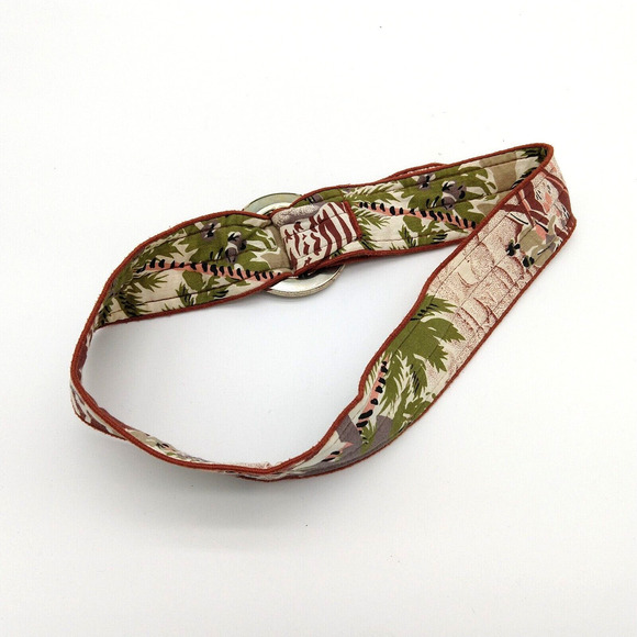 Vintage Womens Belt Size S/M Tropical Print 80s 90s Fabric Adjustable Boho Tiki - Picture 5 of 5